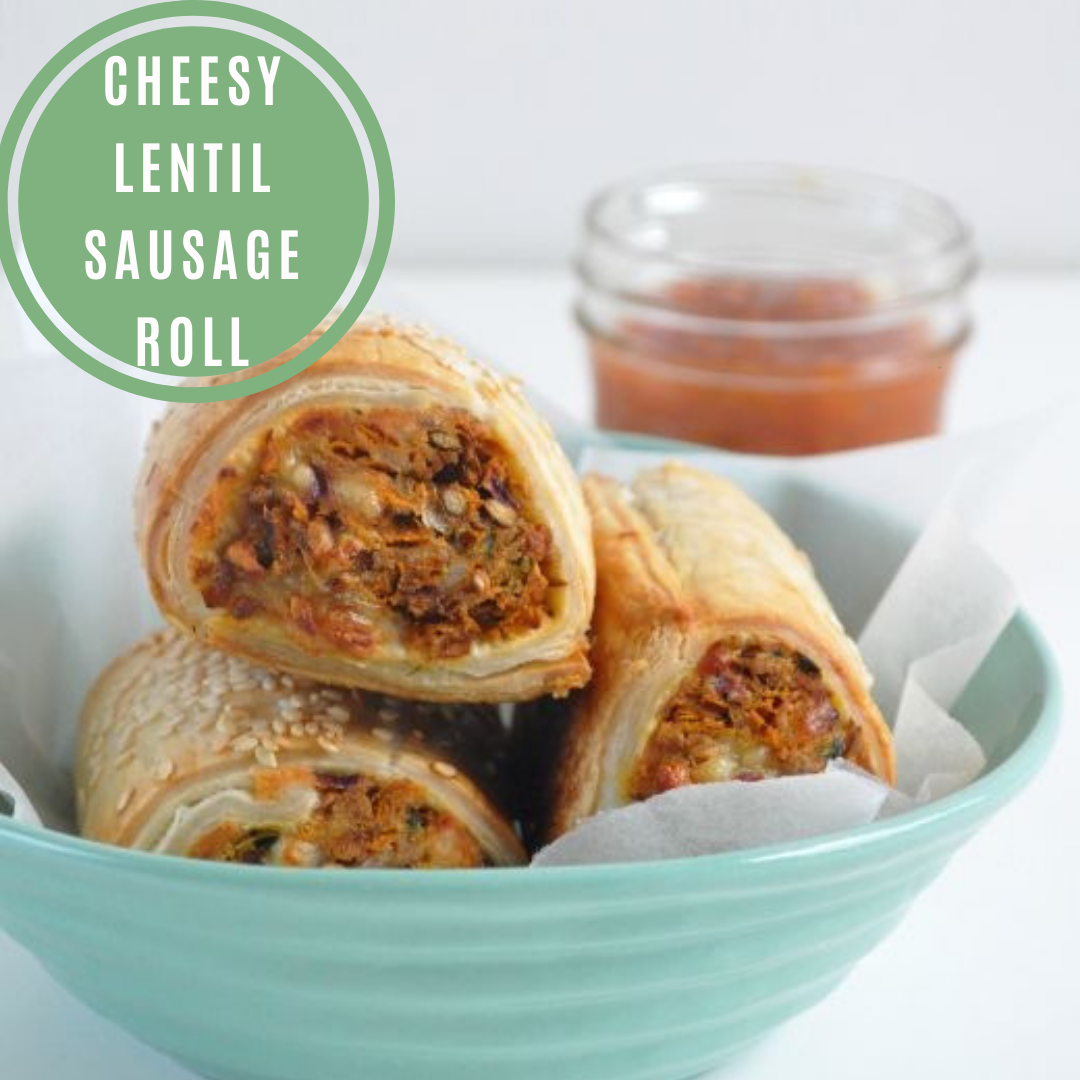 Cheesy Lentil Sausage Roll