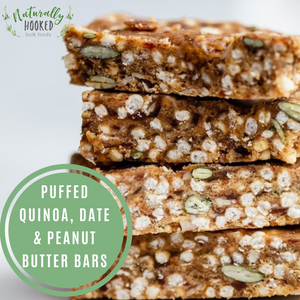 Puffed Quinoa, Date & Peanut Butter Bars